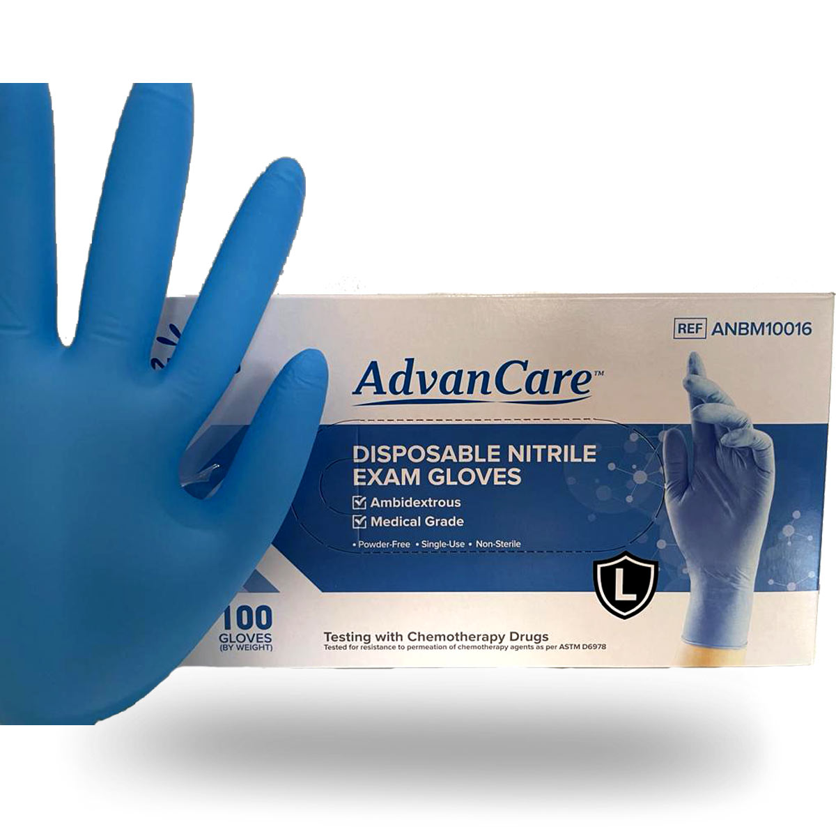 AdvanCare Nitrie Exam Gloves, ASTM, Powder Free 3 MIL, Medical Grade, Size (L)