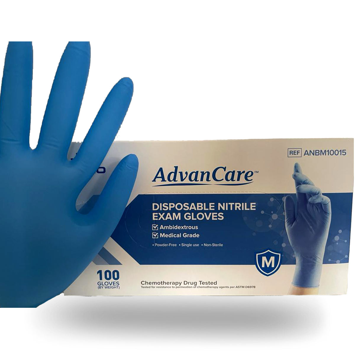 AdvanCare Nitrie Exam Gloves, ASTM, Powder Free 3 MIL, Medical Grade, Size (M)
