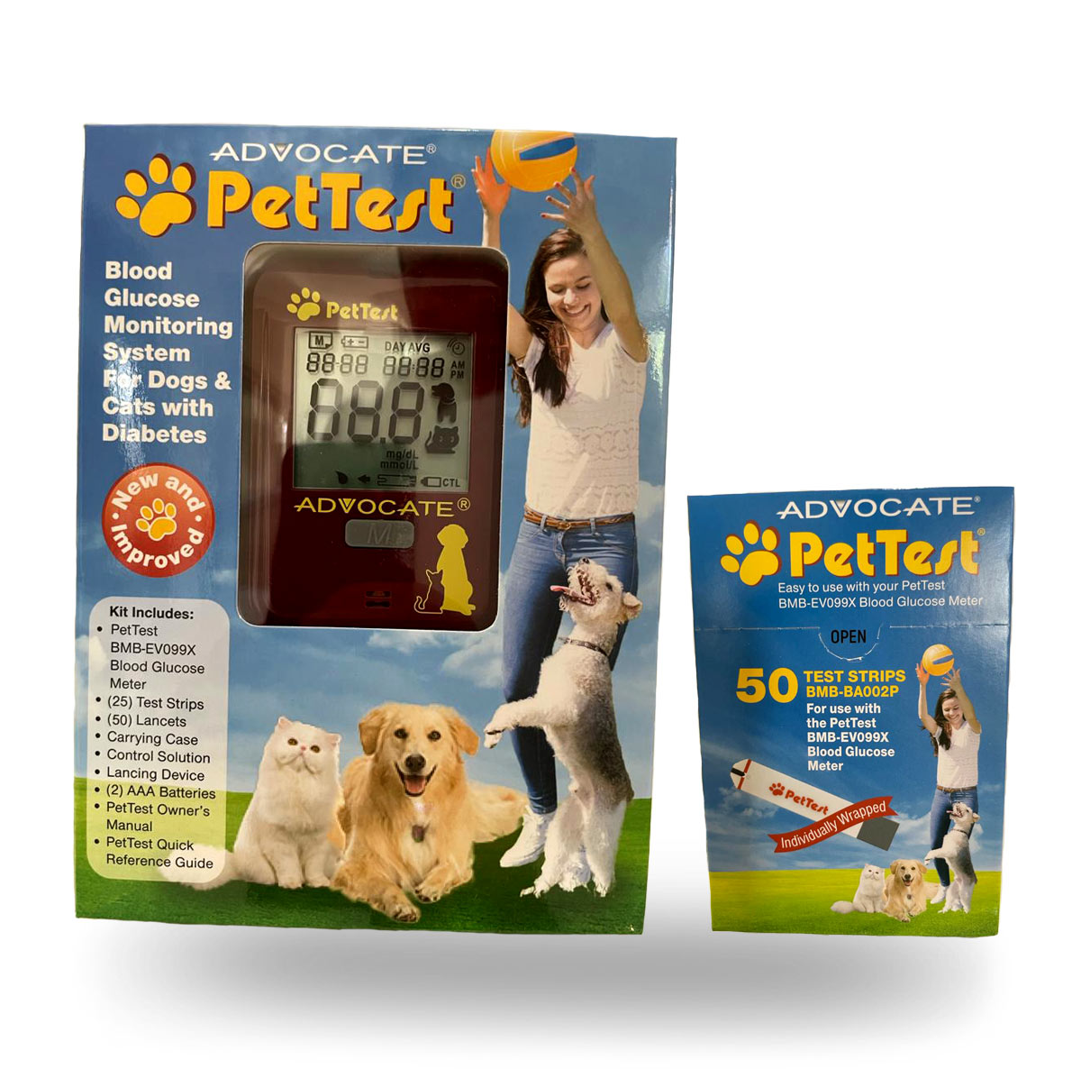 Advocate Pet Test Dog Cat Blood Glucose Meter Kit plus 75 Strips