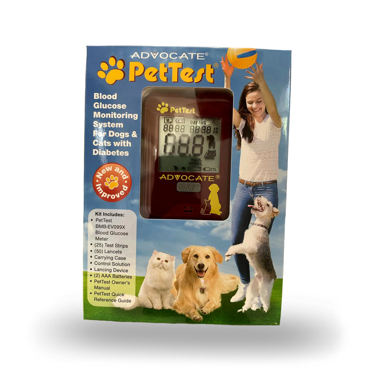 Advocate Pet Test Dog Cat Blood Glucose Meter Kit plus 25 Strips