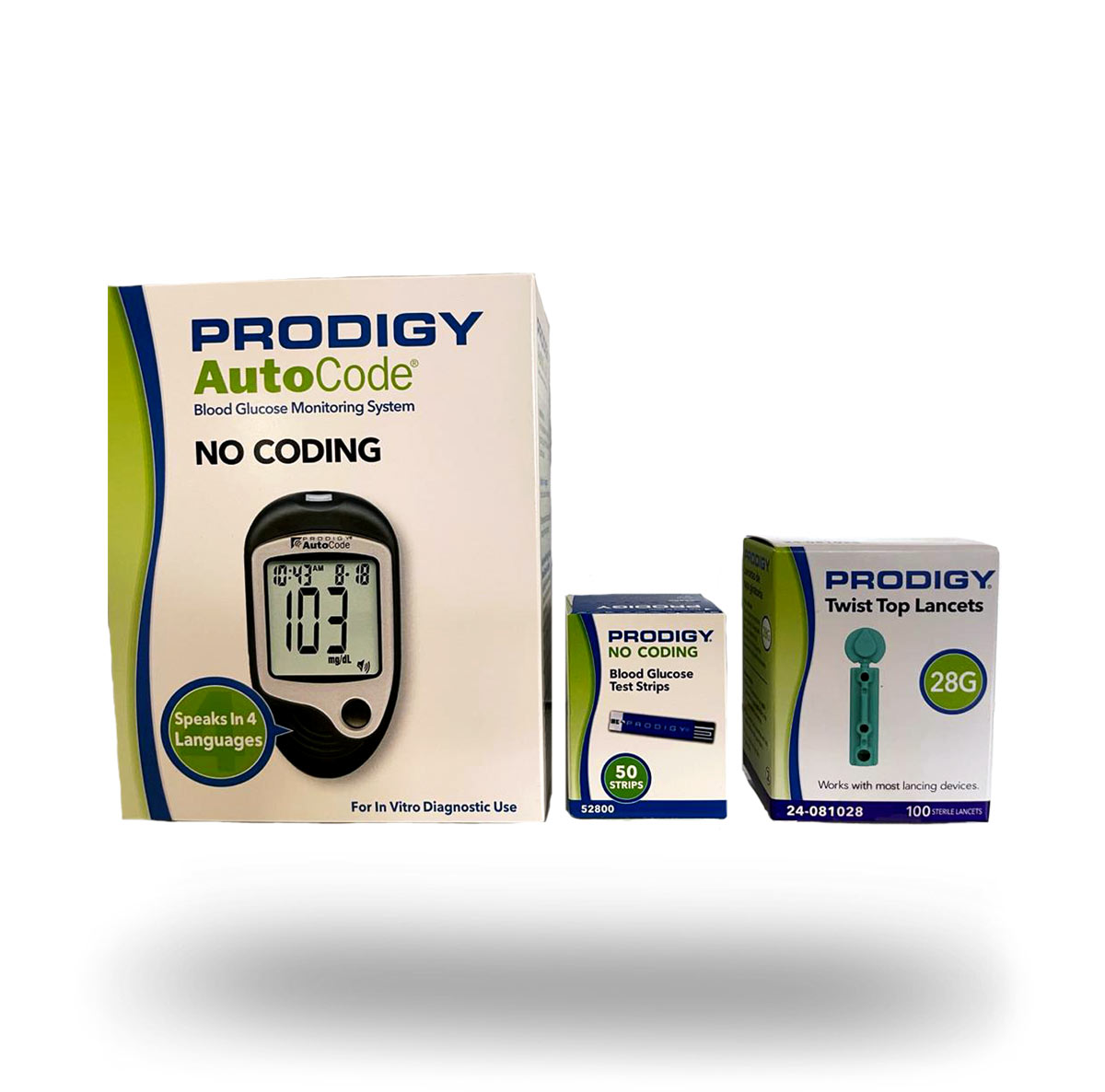 Prodigy AutoCode Blood Glucose Monitoring System PLUS 50 Test Strips PLUS 100 Lancets